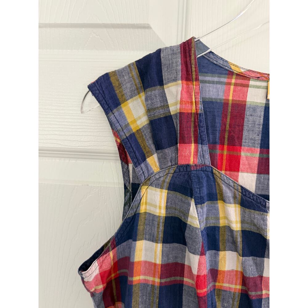 Vintage Victoria Harbor Madras Plaid Button Front Cotton Midi Dress Cottagecore - Picture 2 of 7